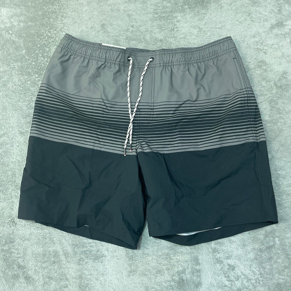NWT Dockers Swim Shorts Men's XL Black  Fabric Striped